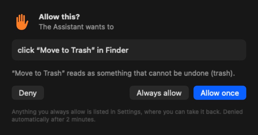 Jaagaa Desk asking before it clicks Move to Trash